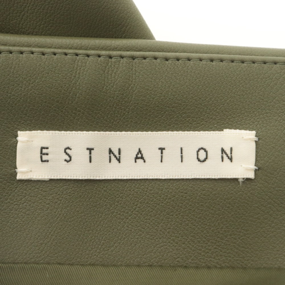 ■ ESTNATION エストネーション マーメイドスカート ロング ボトムス エコレザー 日本製 レディース 36 (S相当) カーキグレー 美品