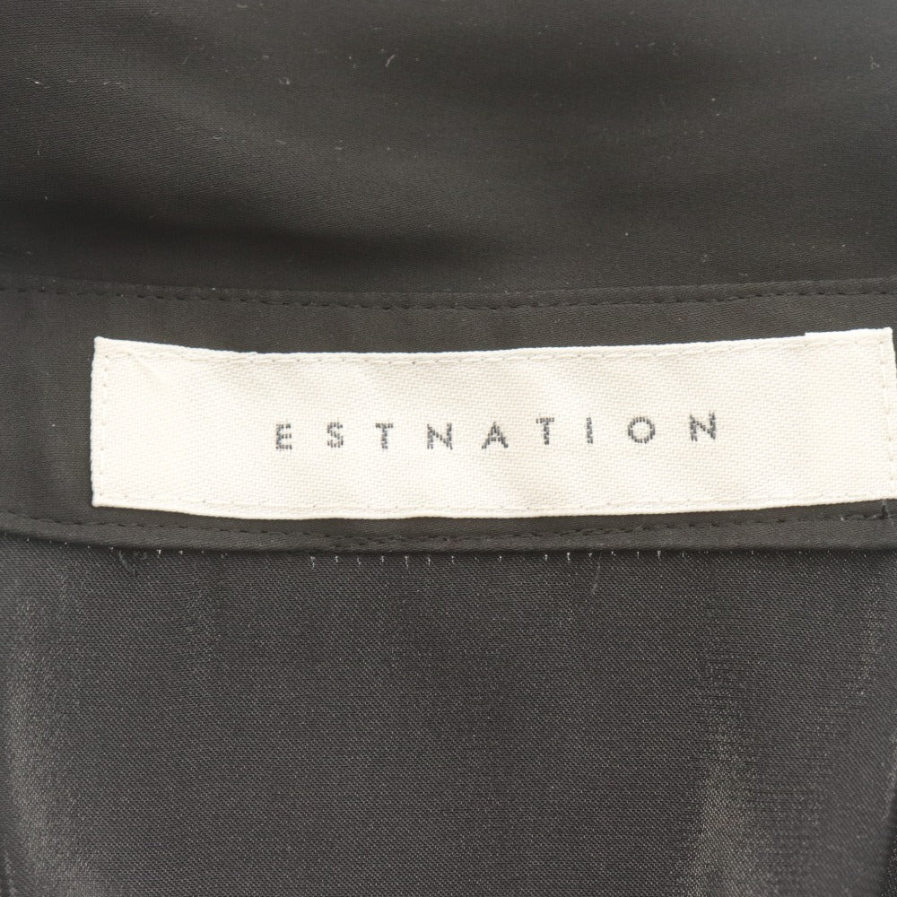 ■ ESTNATION エストネーション ブラウス ボウタイ付き 長袖 トップス 襟 ボタン レディース F(フリーサイズ) ブラック 黒 美品