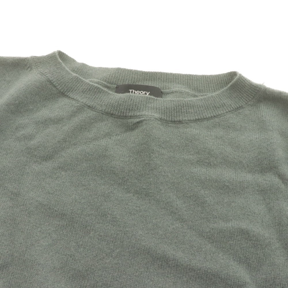 ■ Theory セオリー セーター 長袖 トップス ニット 無地 カシミヤ混 レディース S カーキグレー 美品