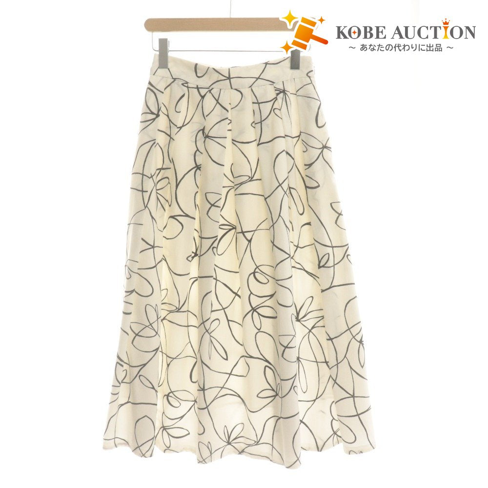 ■ TOMORROWLAND Long Skirt - All-over Pattern - Women's - Size 34 (XS equivalent) - White/Black