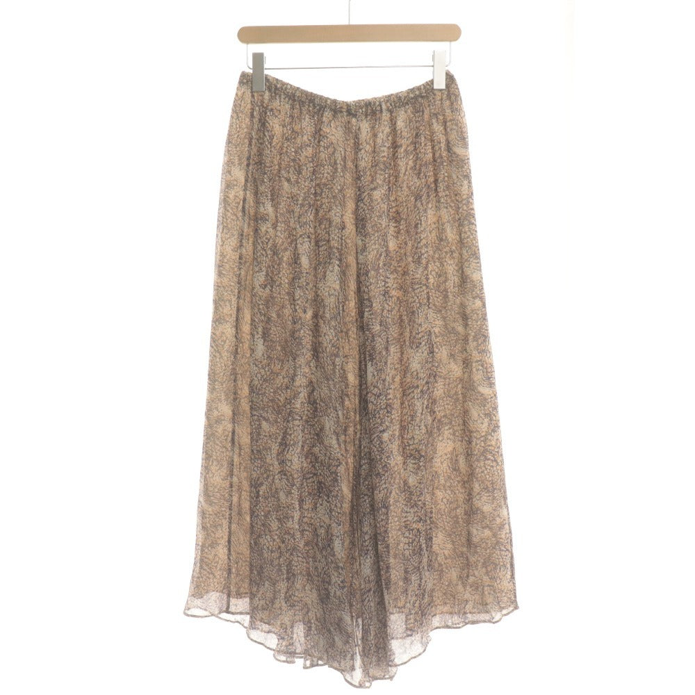 ■ R’IAM Plage Flared Skirt Long Bottoms All-over Print Made in Japan Ladies 38 (M equivalent) Beige Navy