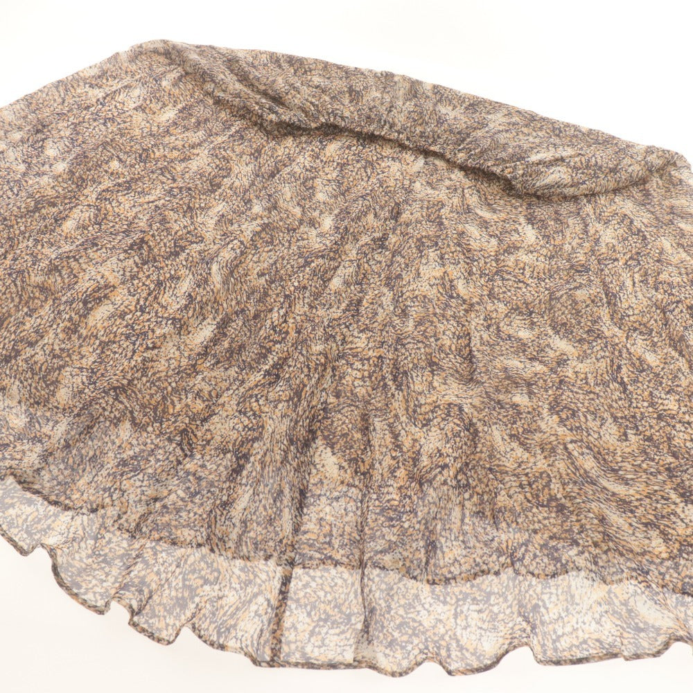 ■ R’IAM Plage Flared Skirt Long Bottoms All-over Print Made in Japan Ladies 38 (M equivalent) Beige Navy
