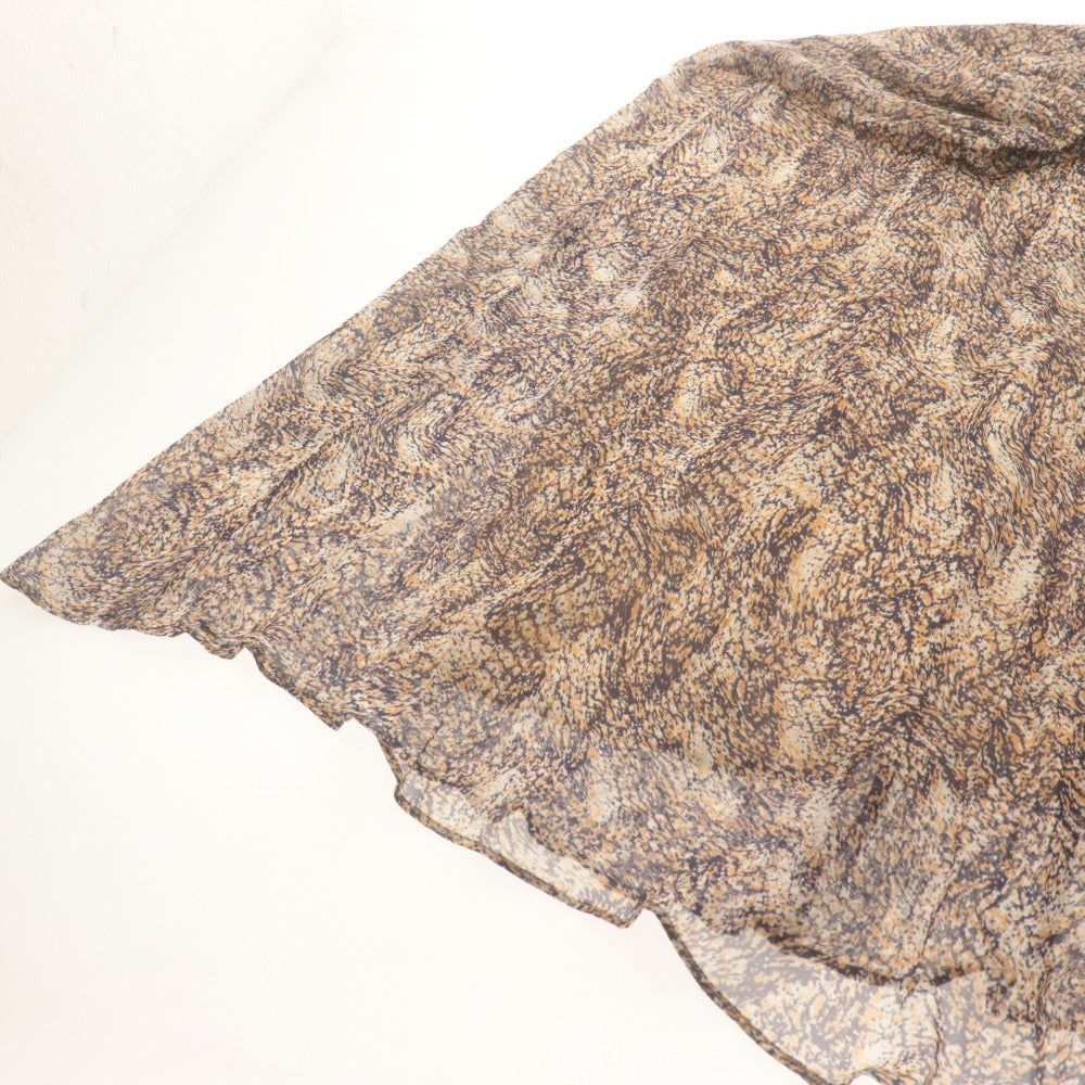 ■ R’IAM Plage Flared Skirt Long Bottoms All-over Print Made in Japan Ladies 38 (M equivalent) Beige Navy