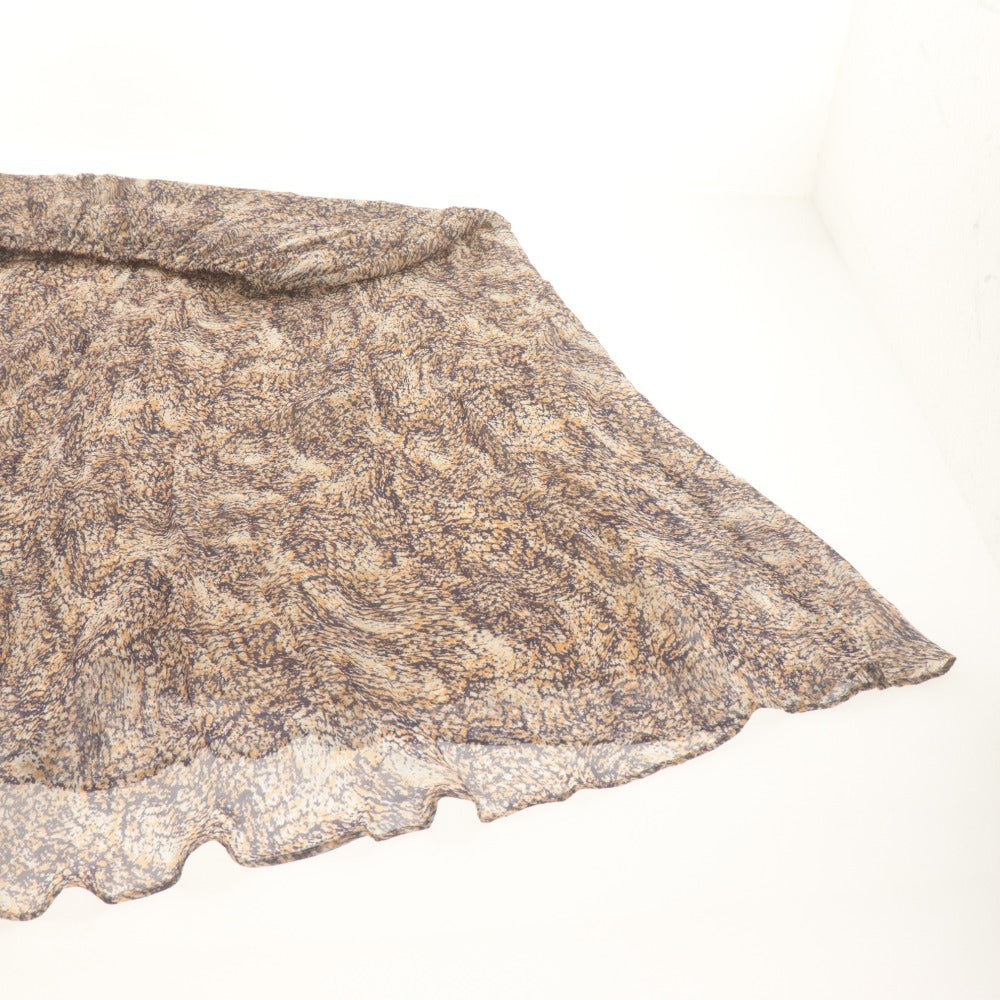 ■ R’IAM Plage Flared Skirt Long Bottoms All-over Print Made in Japan Ladies 38 (M equivalent) Beige Navy