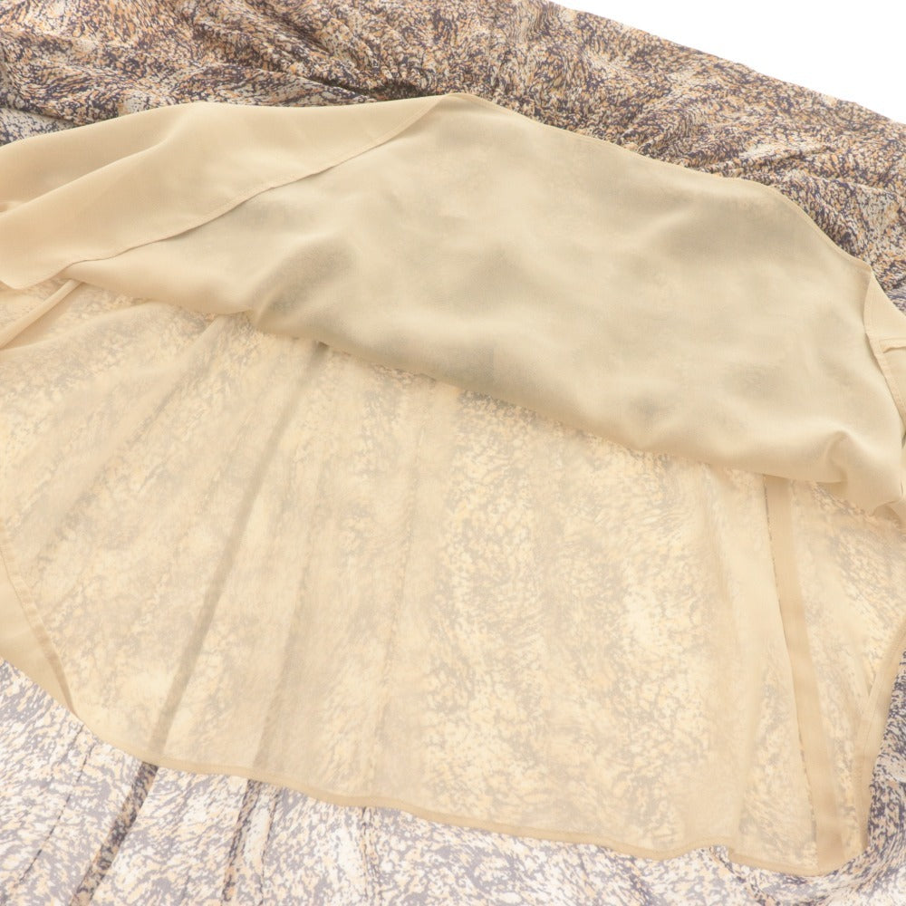 ■ R’IAM Plage Flared Skirt Long Bottoms All-over Print Made in Japan Ladies 38 (M equivalent) Beige Navy