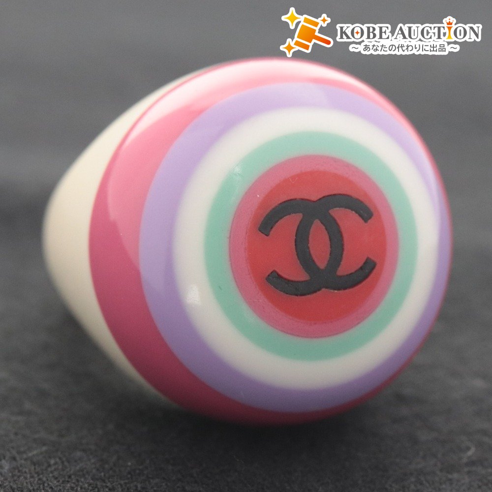 ■ CHANEL シャネル 指輪 リング プラスチック ココマーク アクセサリー 約13号 8g レディース マルチカラー アイボリー ピンク 赤 等