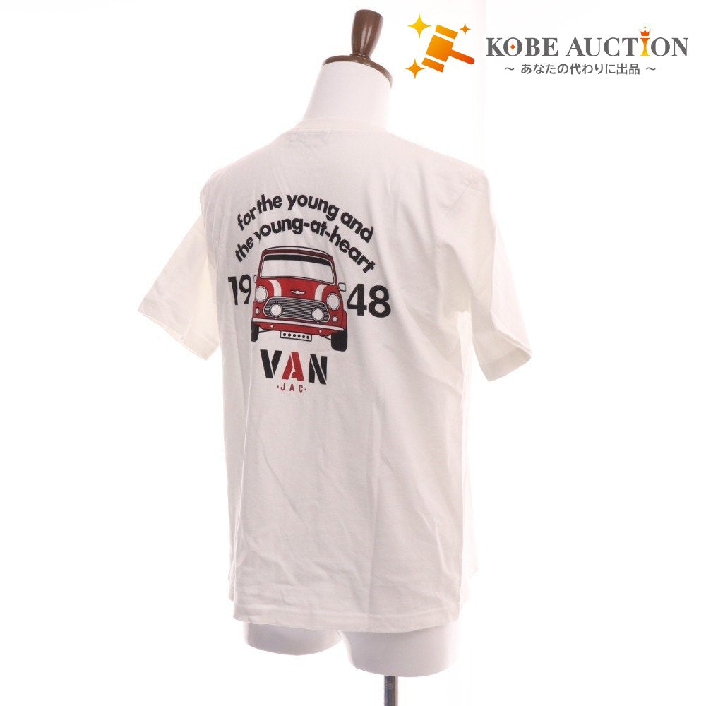 ■ ヴァンヂャケット Tシャツ 半袖 トップス ミニクーパー バックプリント メンズ M ホワイト