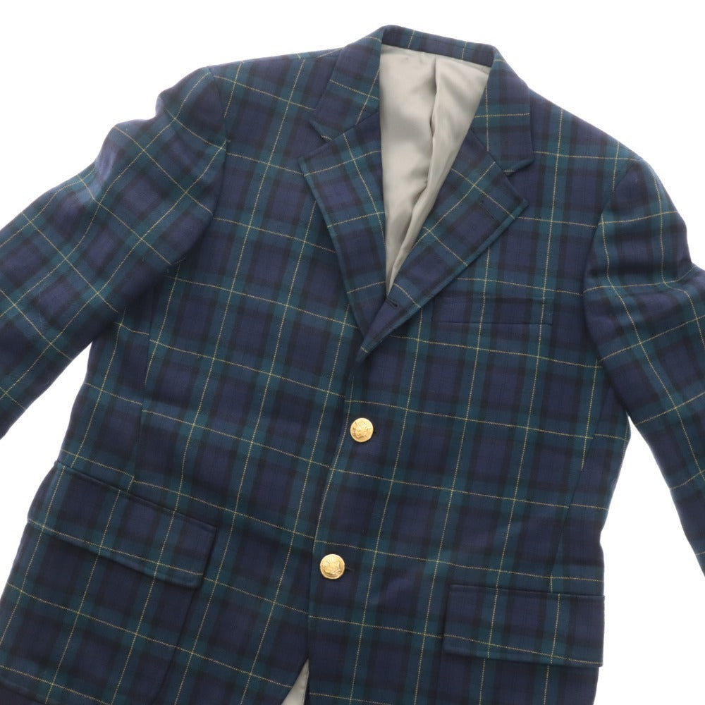 ■ ヴァンヂャケット テーラードジャケット アウター チェック 金ボタン メンズ AB3 グリーン系