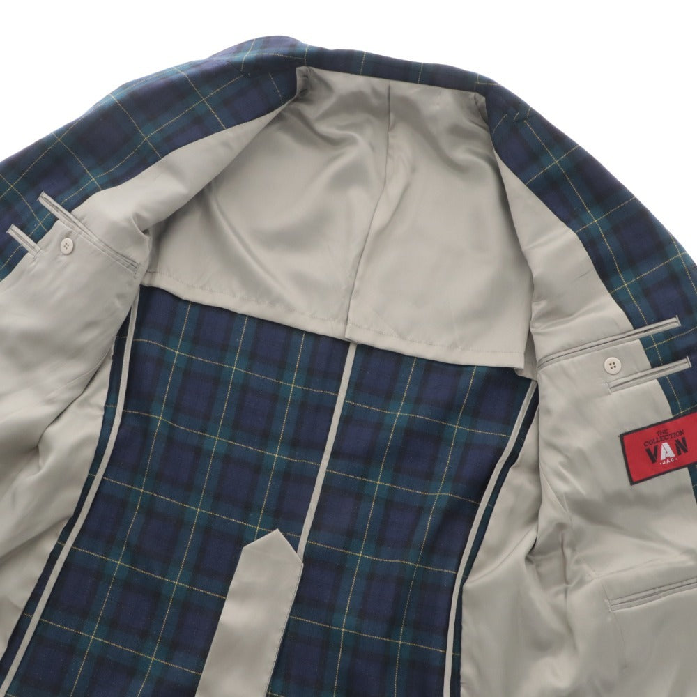 ■ ヴァンヂャケット テーラードジャケット アウター チェック 金ボタン メンズ AB3 グリーン系