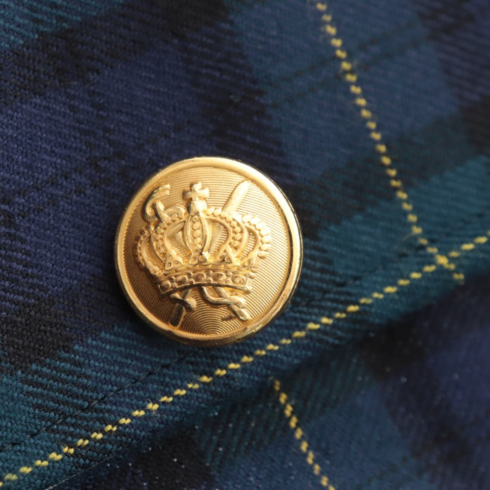 ■ ヴァンヂャケット テーラードジャケット アウター チェック 金ボタン メンズ AB3 グリーン系