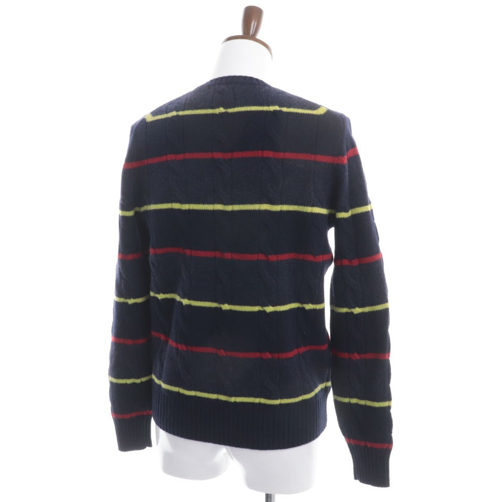 ■ Brooks Brothers crew neck sweater top merino wool cable stripe men's S navy with tags unused