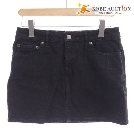 ■ ルシアンぺラフィネ スカート デニムスカート ボトムス スカル 刺繍 レディース S ブラック