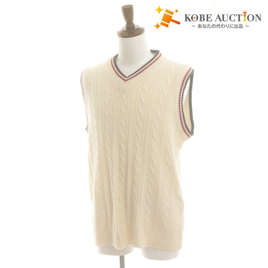 ■ VAN JACKET Vest Top V-Neck Sleeveless Solid Color Cotton Men's M Ivory