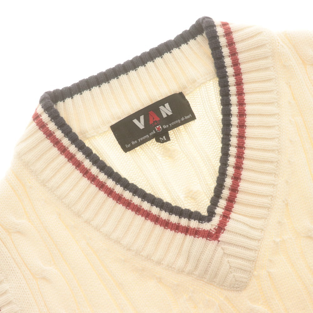 ■ VAN JACKET ヴァンヂャケット ベストトップス Vネック ノースリーブ 無地 コットン メンズ M アイボリー系