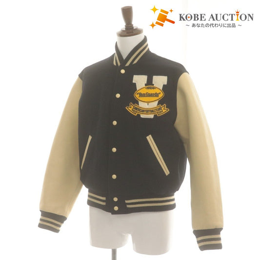 ■ VAN JACKET Varsity Jacket Jacket Outerwear Button Pocket Leather Sleeves Men's M Black/Ivory