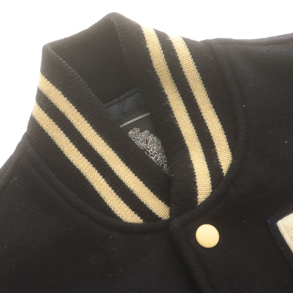 ■ VAN JACKET ヴァンヂャケット スタジアム ジャンパー ジャケット アウター ボタン ポケット 袖革 メンズ M ブラック系 アイボリー系