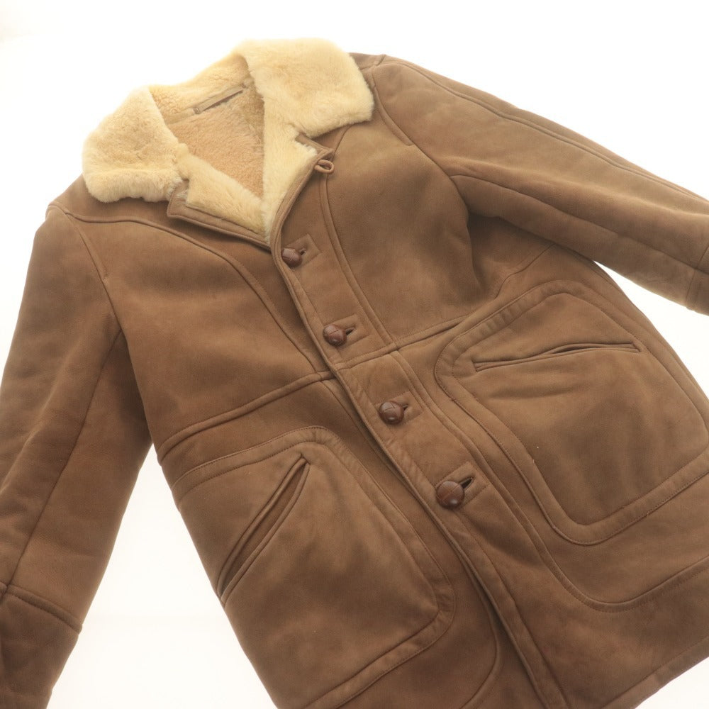 ■ VAN JACKET ヴァンヂャケット ランチコート アウター ボタン ポケット シープスキン メンズ M ブラウン系