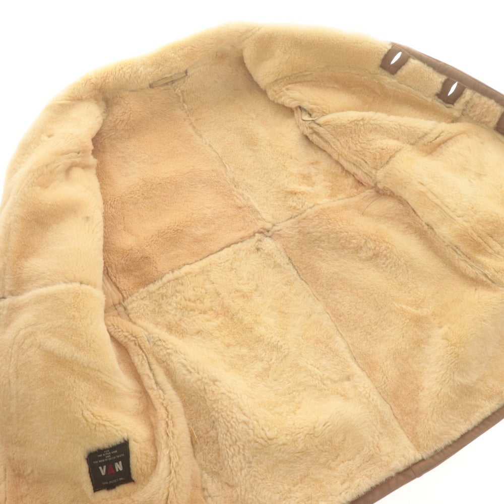 ■ VAN JACKET ヴァンヂャケット ランチコート アウター ボタン ポケット シープスキン メンズ M ブラウン系