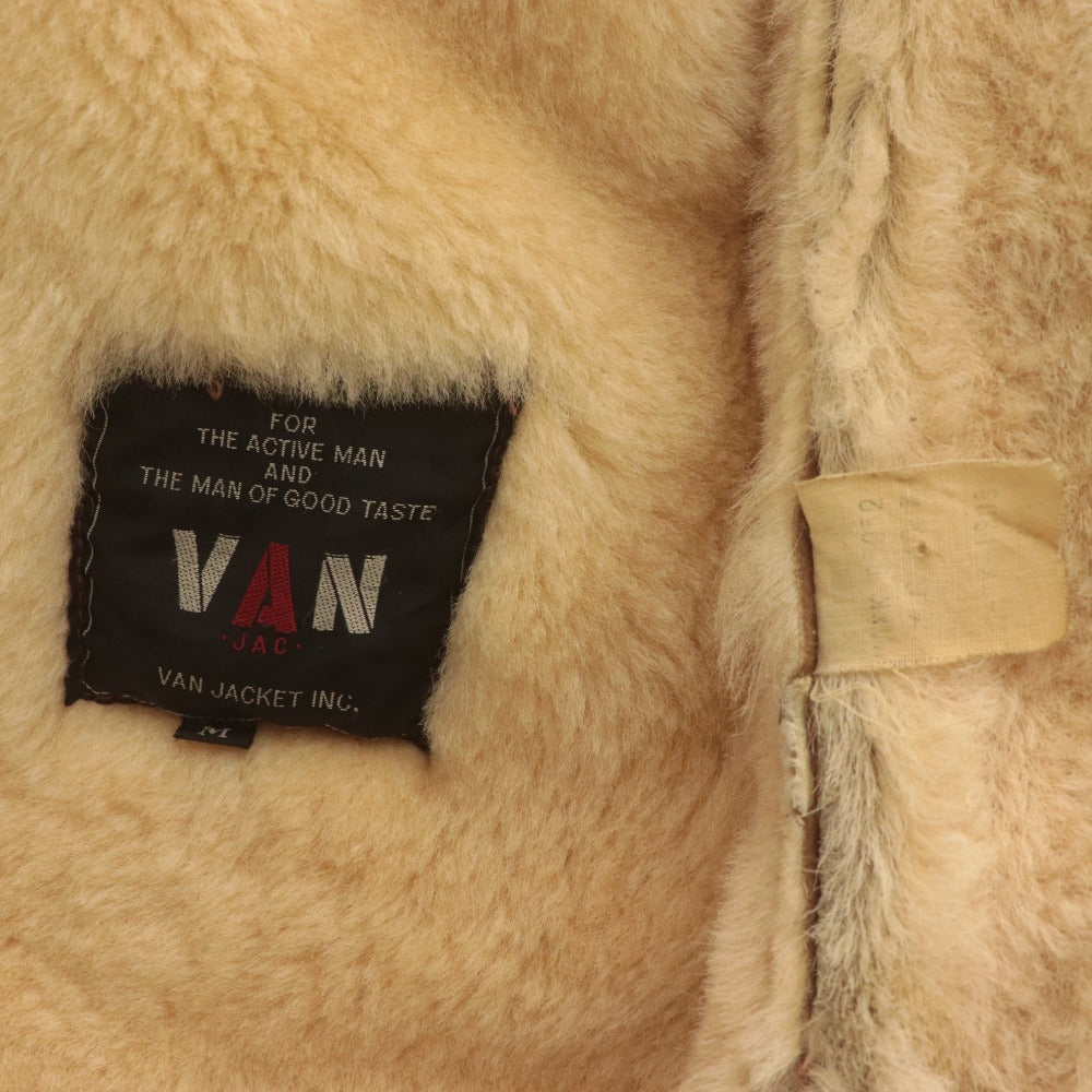 ■ VAN JACKET ヴァンヂャケット ランチコート アウター ボタン ポケット シープスキン メンズ M ブラウン系