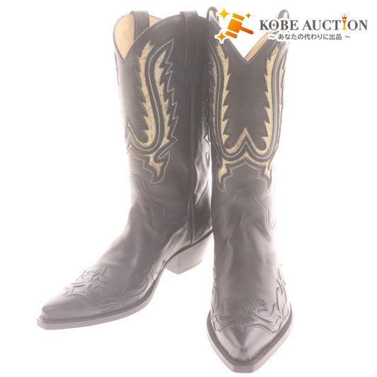 ■ TONY MORA トニーモラ ウエスタンブーツ 2326 靴 牛革 ミドル ウィング 蛇柄 メンズ レディース 40 (25.0cm相当) ブラック 付属品付き