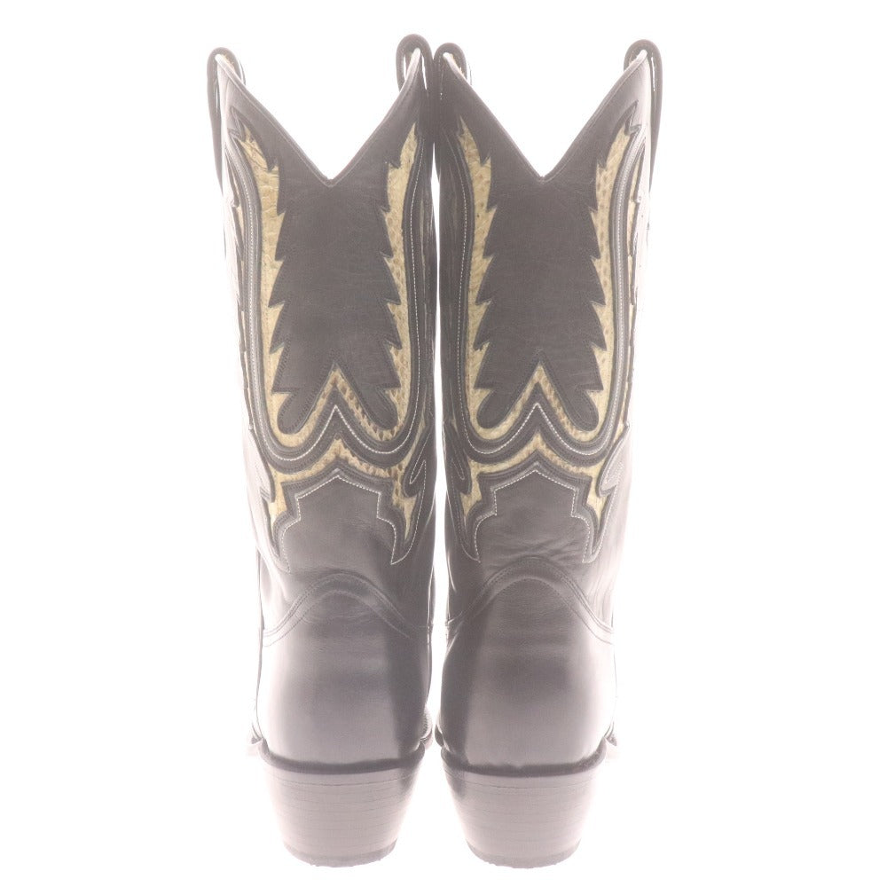 ■ TONY MORA トニーモラ ウエスタンブーツ 2326 靴 牛革 ミドル ウィング 蛇柄 メンズ レディース 40 (25.0cm相当) ブラック 付属品付き