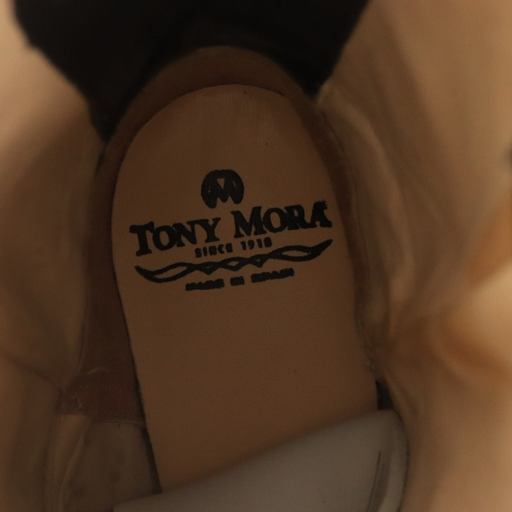 ■ TONY MORA トニーモラ ウエスタンブーツ 2326 靴 牛革 ミドル ウィング 蛇柄 メンズ レディース 40 (25.0cm相当) ブラック 付属品付き