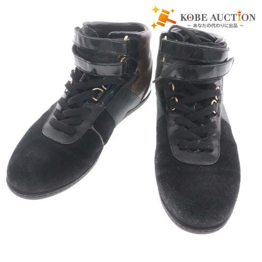 ■ Louis Vuitton high-top sneakers, shoes, Monogram, Move Up Line, suede, women's, size 36, black, brown