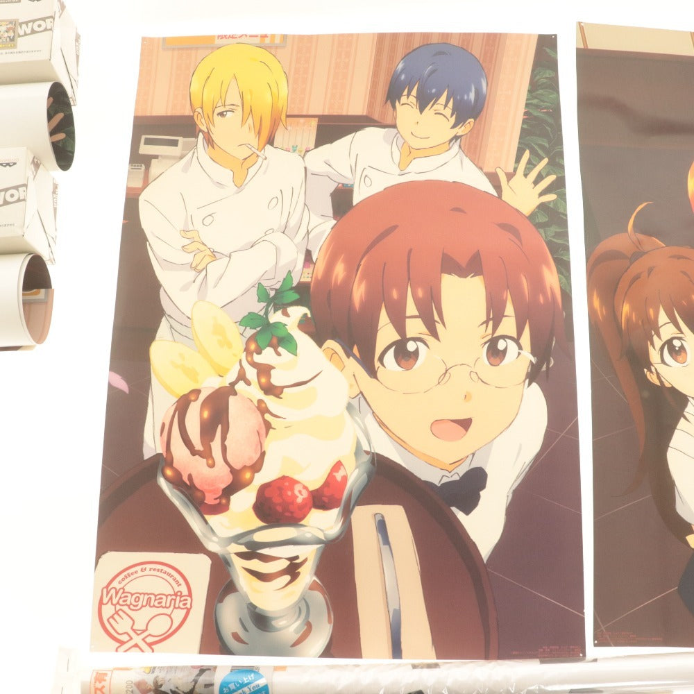 ■ WORKING!! Goods 7-Piece Set (Bundle Sale) Original Poster (Prize H, 2 types) / Frame / Cushion / Taneshima, Takanashi, Yamada, etc. (Includes unused items)