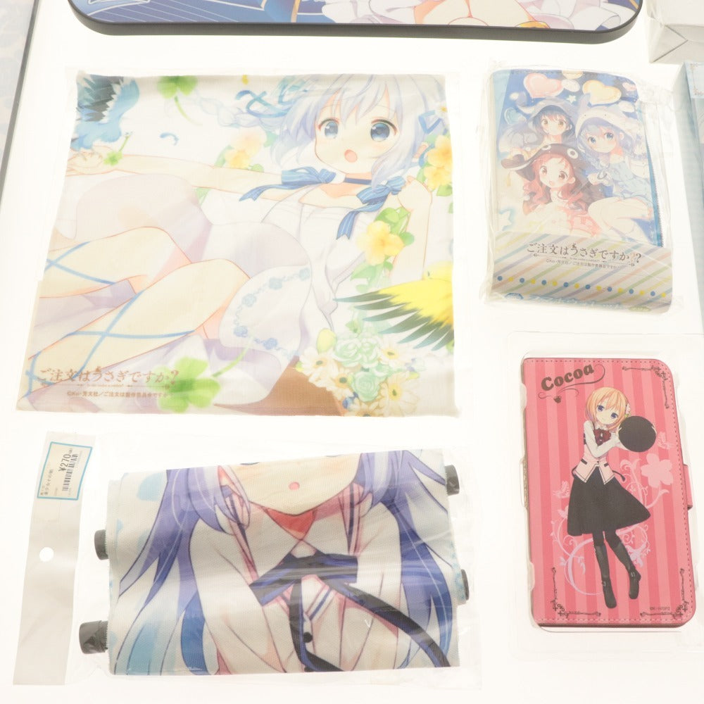 ■ ご注文はうさぎですか？ グッズ 13点セット まとめ売り タペストリー90x60/ロング スマホウォレット/ミニテーブル/時計 等 未開封含む
