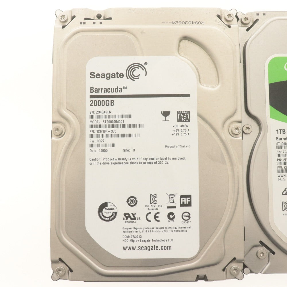 ■ SEAGATE Barracuda HDD 2TB 1TB 2点セット まとめ売り ST1000DM010/2000DM001 3.5インチ内蔵 状態正常 使用8188/12646 初期化/動作済み