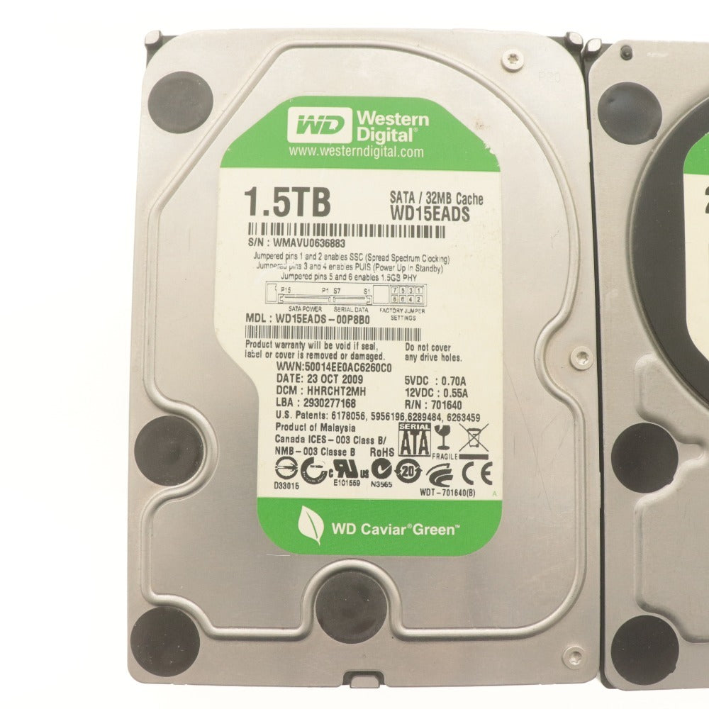 ■ WD HDD SATA 1.5TB 2TB 2点セットまとめ売り WD15EADS/20EARS 3.5インチ内蔵 状態正常/注意 使用6328/28188時間 動作確認/初期化済み