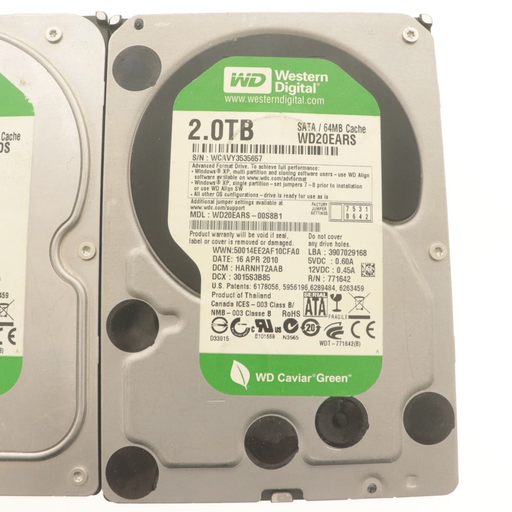 ■ WD HDD SATA 1.5TB 2TB 2点セットまとめ売り WD15EADS/20EARS 3.5インチ内蔵 状態正常/注意 使用6328/28188時間 動作確認/初期化済み