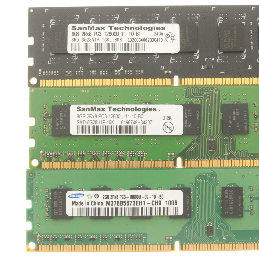 ■ SanMax SAMSUNG メモリ DDR3 8GBx4 2GBx2 6点セット まとめ売り PC3-12800U-11-10-B0/B1 PC3-10600U-09-10-B0 デスクトップPC用 動作品