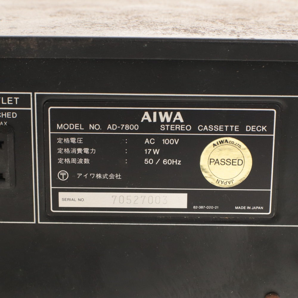 ■ AIWA Stereo Cassette Deck AD-7800 Vintage Audio Component Audio Audio Equipment Power Confirmed