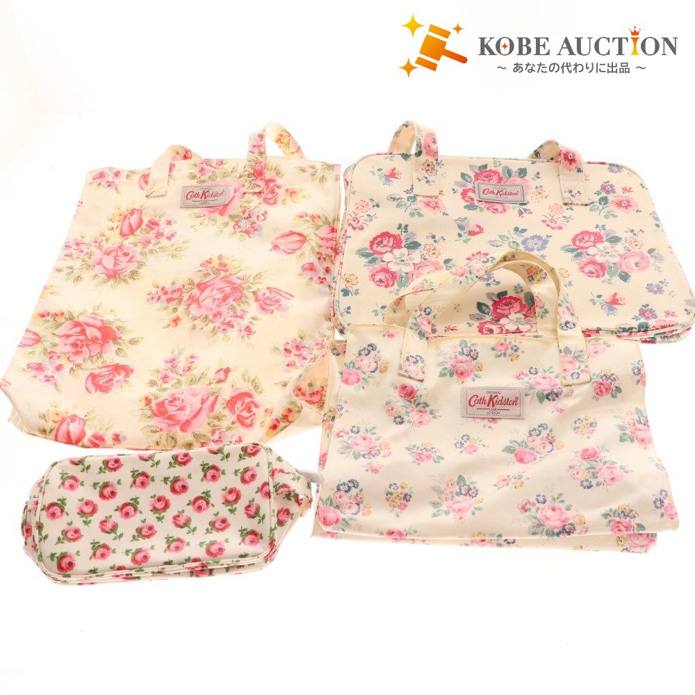 ■ Cath Kidston Tote Bag Pouch 4-piece Set Bulk Sale Bag Floral Women's White Pink Unused 1 Piece Defective