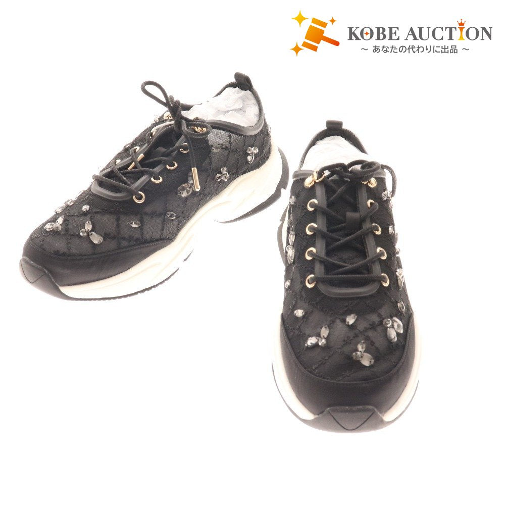 ■ ランダ スニーカー PH33188M2A 靴 厚底 ビジュー シースルー レディース LL ブラック 箱付き 未使用
