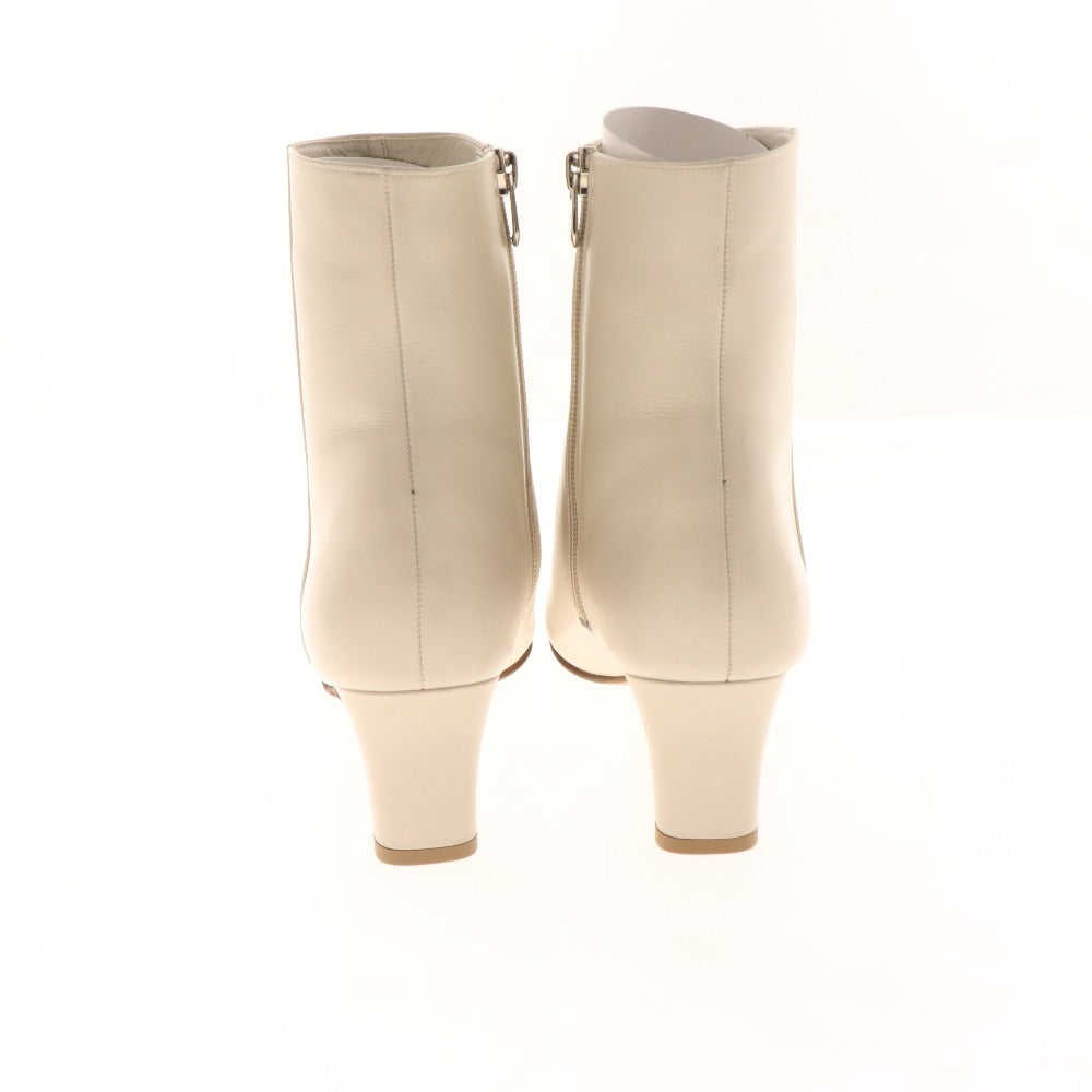 ■ 銀座かねまつ ショートブーツ 238185 靴 ピンヒール レザー レディース 25 ホワイト 箱付き 未使用