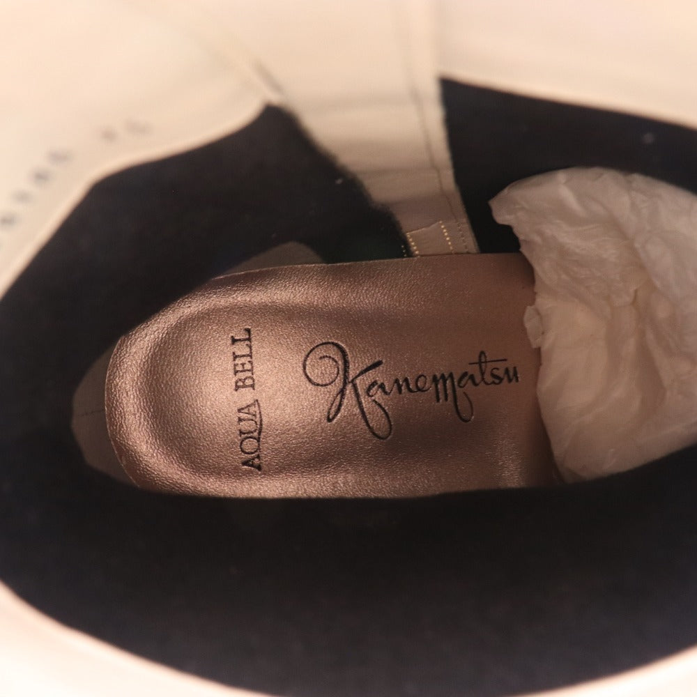 ■ 銀座かねまつ ショートブーツ 238185 靴 ピンヒール レザー レディース 25 ホワイト 箱付き 未使用