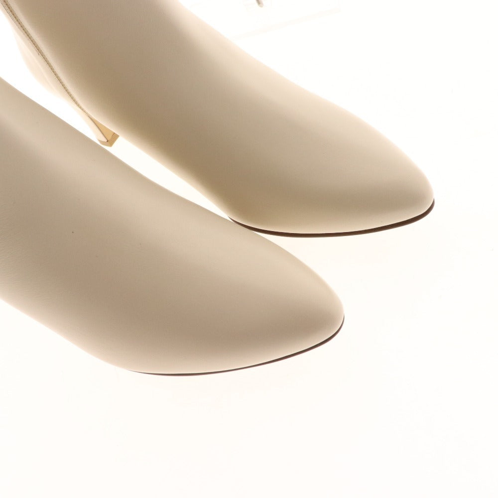 ■ 銀座かねまつ ショートブーツ 238185 靴 ピンヒール レザー レディース 25 ホワイト 箱付き 未使用