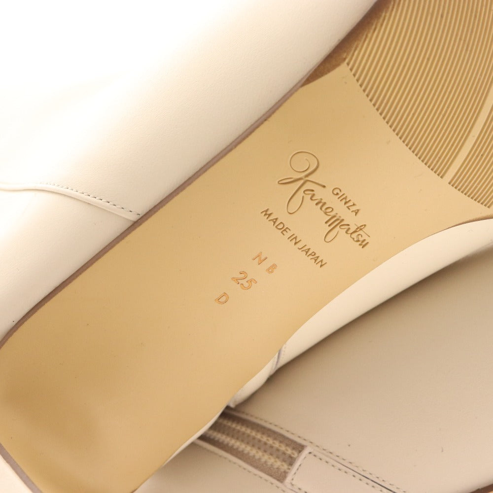 ■ 銀座かねまつ ショートブーツ 238185 靴 ピンヒール レザー レディース 25 ホワイト 箱付き 未使用