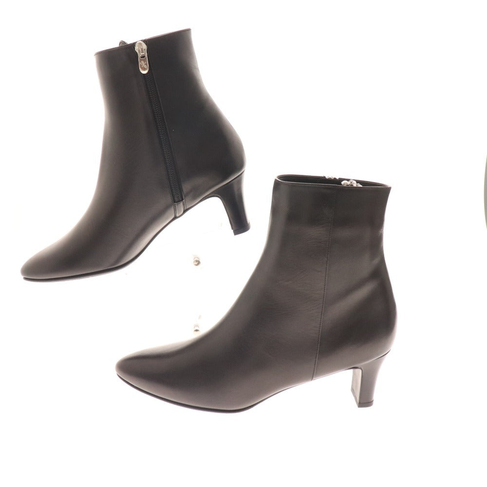 ■ 銀座かねまつ ショートブーツ 238185 靴 ピンヒール レザー レディース 25 ブラック 箱付き 未使用