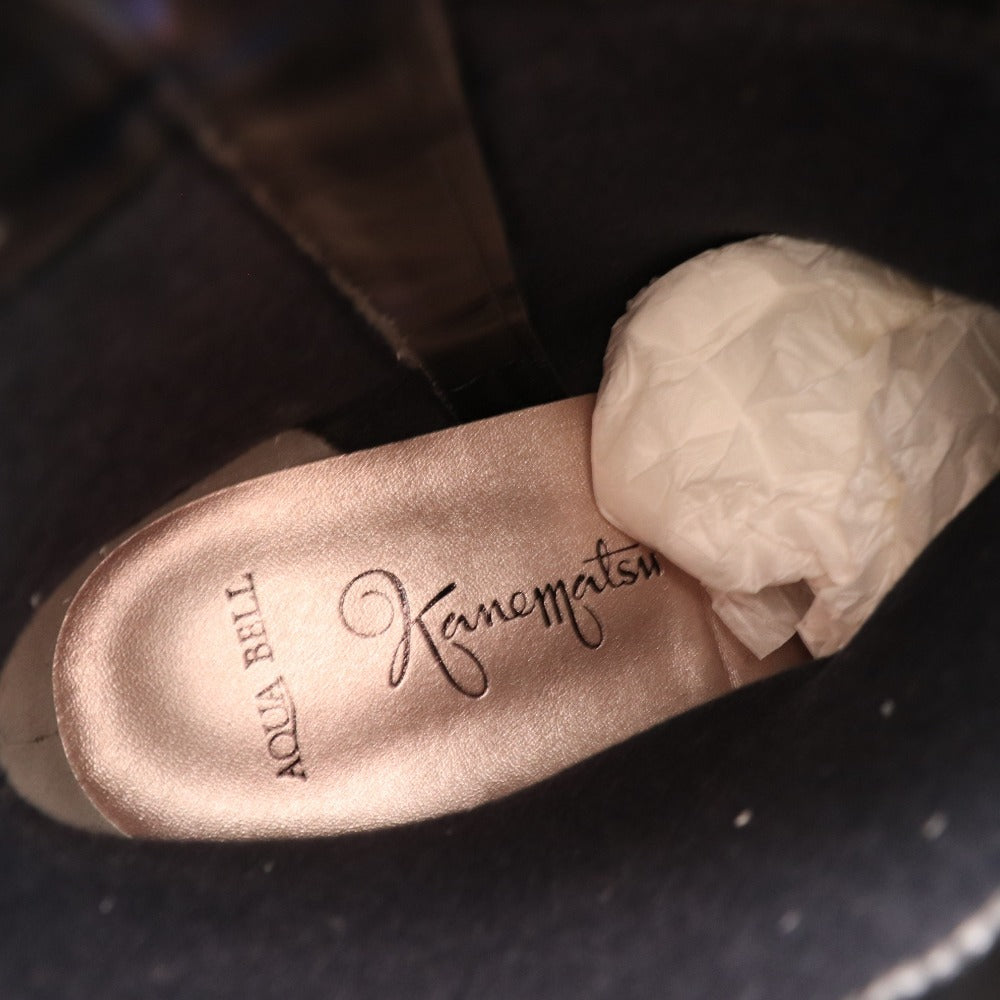 ■ 銀座かねまつ ショートブーツ 238185 靴 ピンヒール レザー レディース 25 ブラック 箱付き 未使用