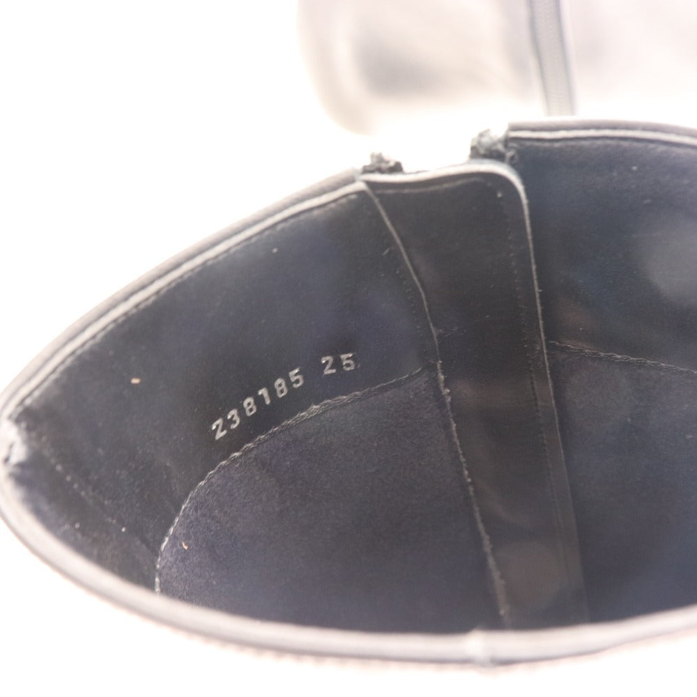 ■ 銀座かねまつ ショートブーツ 238185 靴 ピンヒール レザー レディース 25 ブラック 箱付き 未使用