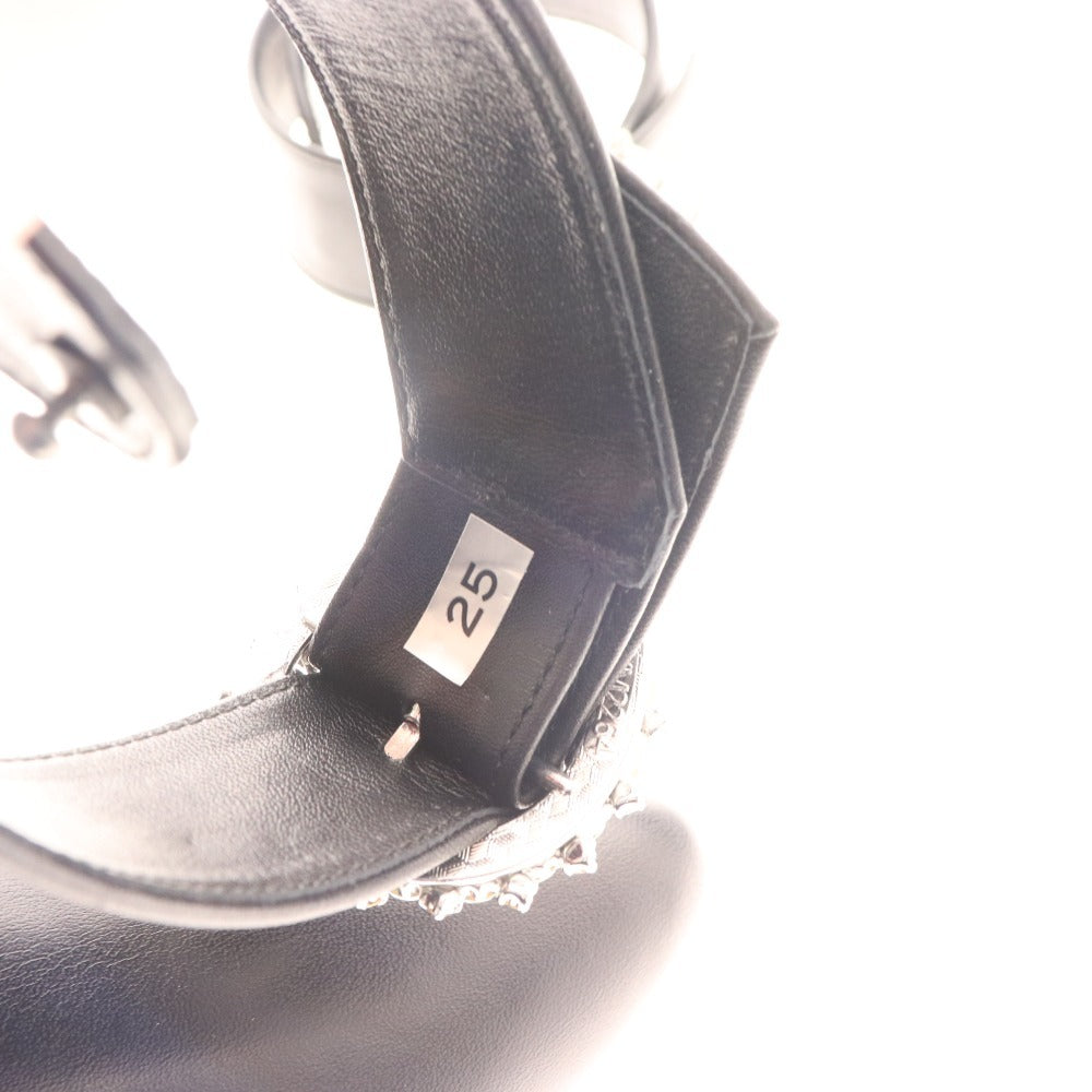 ■ 銀座かねまつ ショートブーツ 238185 靴 ピンヒール レザー レディース 25 ブラック 箱付き 未使用