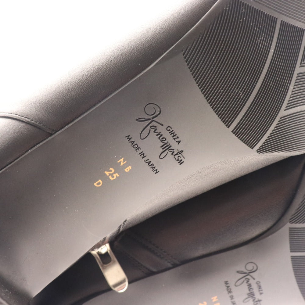 ■ 銀座かねまつ ショートブーツ 238185 靴 ピンヒール レザー レディース 25 ブラック 箱付き 未使用