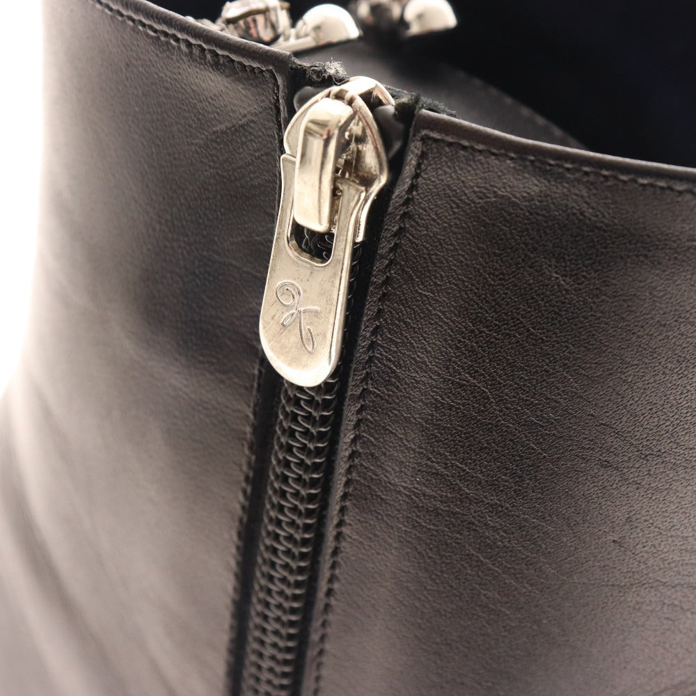 ■ 銀座かねまつ ショートブーツ 238185 靴 ピンヒール レザー レディース 25 ブラック 箱付き 未使用