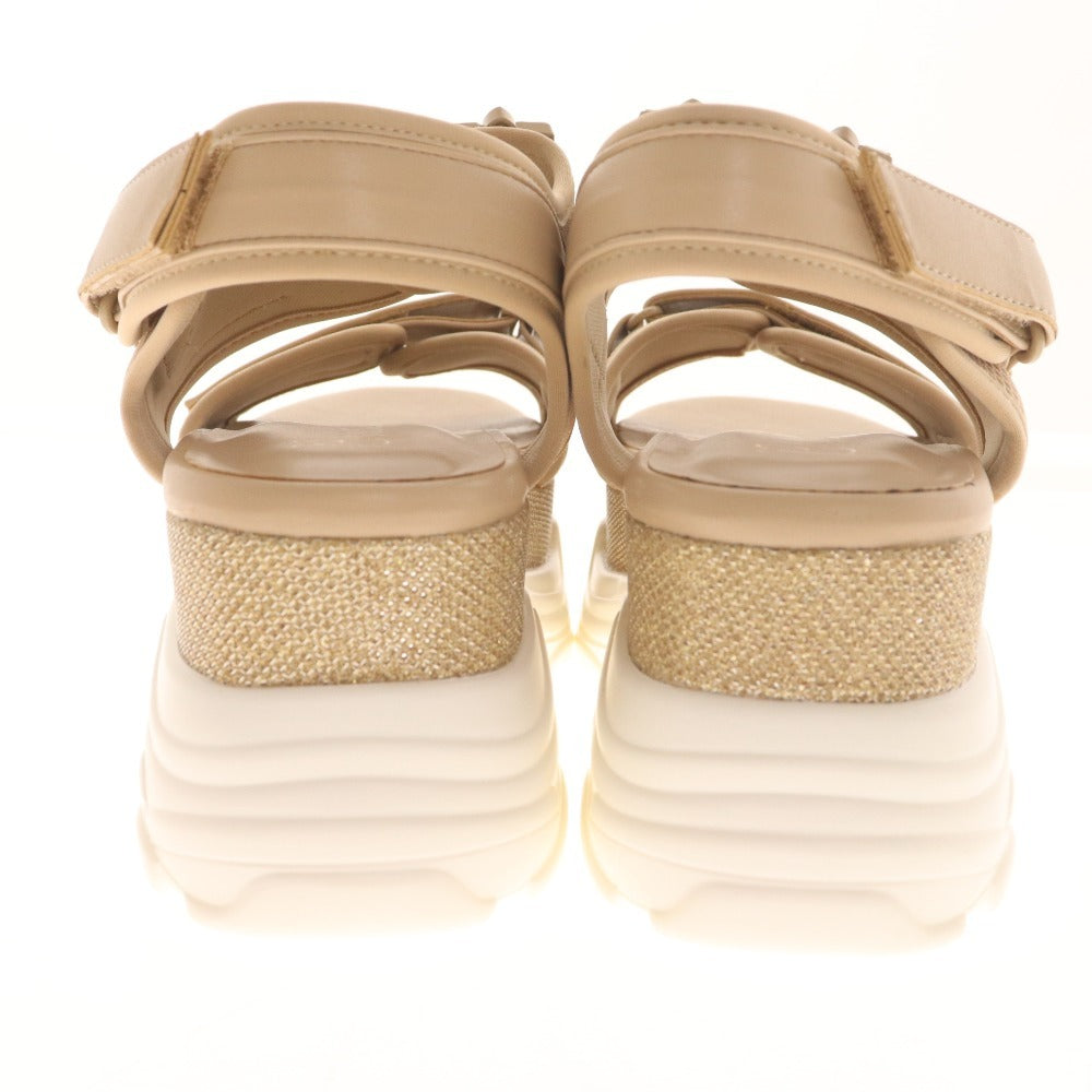 ■ ブリジットバーキン スポーツサンダル シューズ 532153 靴 バックル ビジュー ラメ レディース LL ピンクベージュ 箱付き 未使用