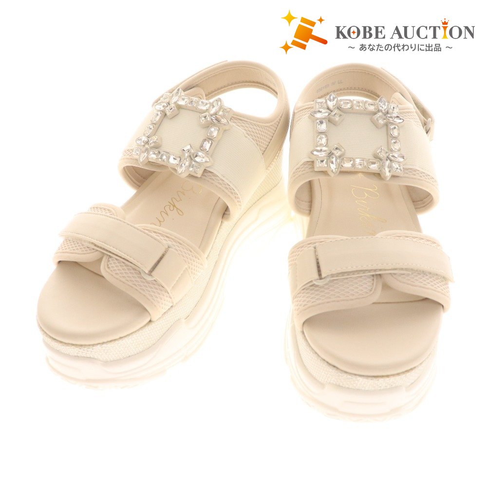 ■ ブリジットバーキン スポーツサンダル シューズ 532153 靴 バックル ビジュー ラメ レディース LL ベージュ 箱付き 未使用
