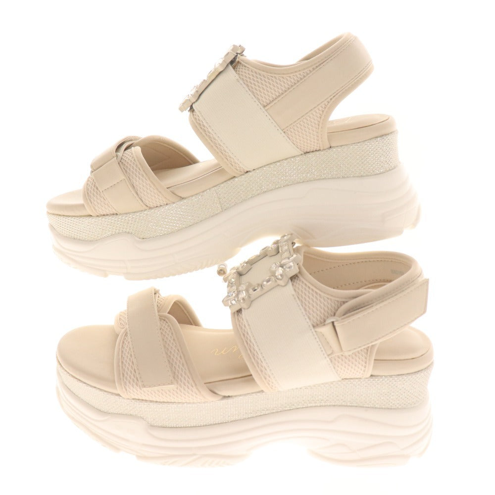 ■ ブリジットバーキン スポーツサンダル シューズ 532153 靴 バックル ビジュー ラメ レディース LL ベージュ 箱付き 未使用