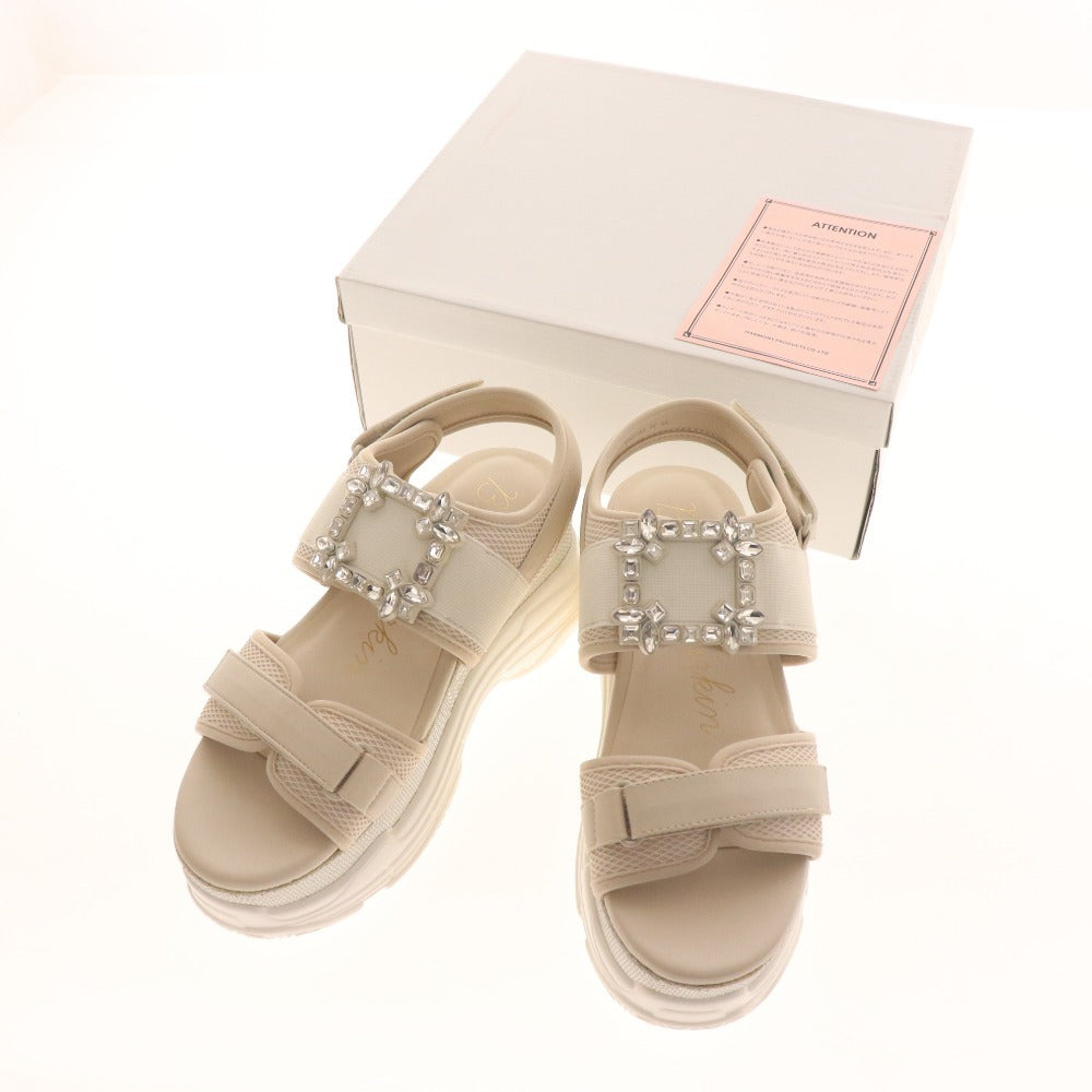 ■ ブリジットバーキン スポーツサンダル シューズ 532153 靴 バックル ビジュー ラメ レディース LL ベージュ 箱付き 未使用
